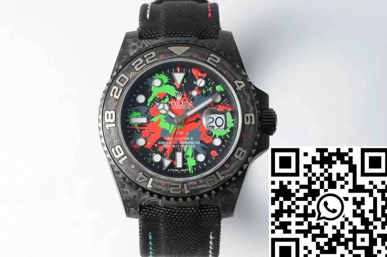 Dial Fiber Rolex Strap Color Fabric GMT-MASTER Black II Carbon Diw 0312